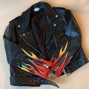 LPA Genuine Leather Jacket with Embroidered Sleeves